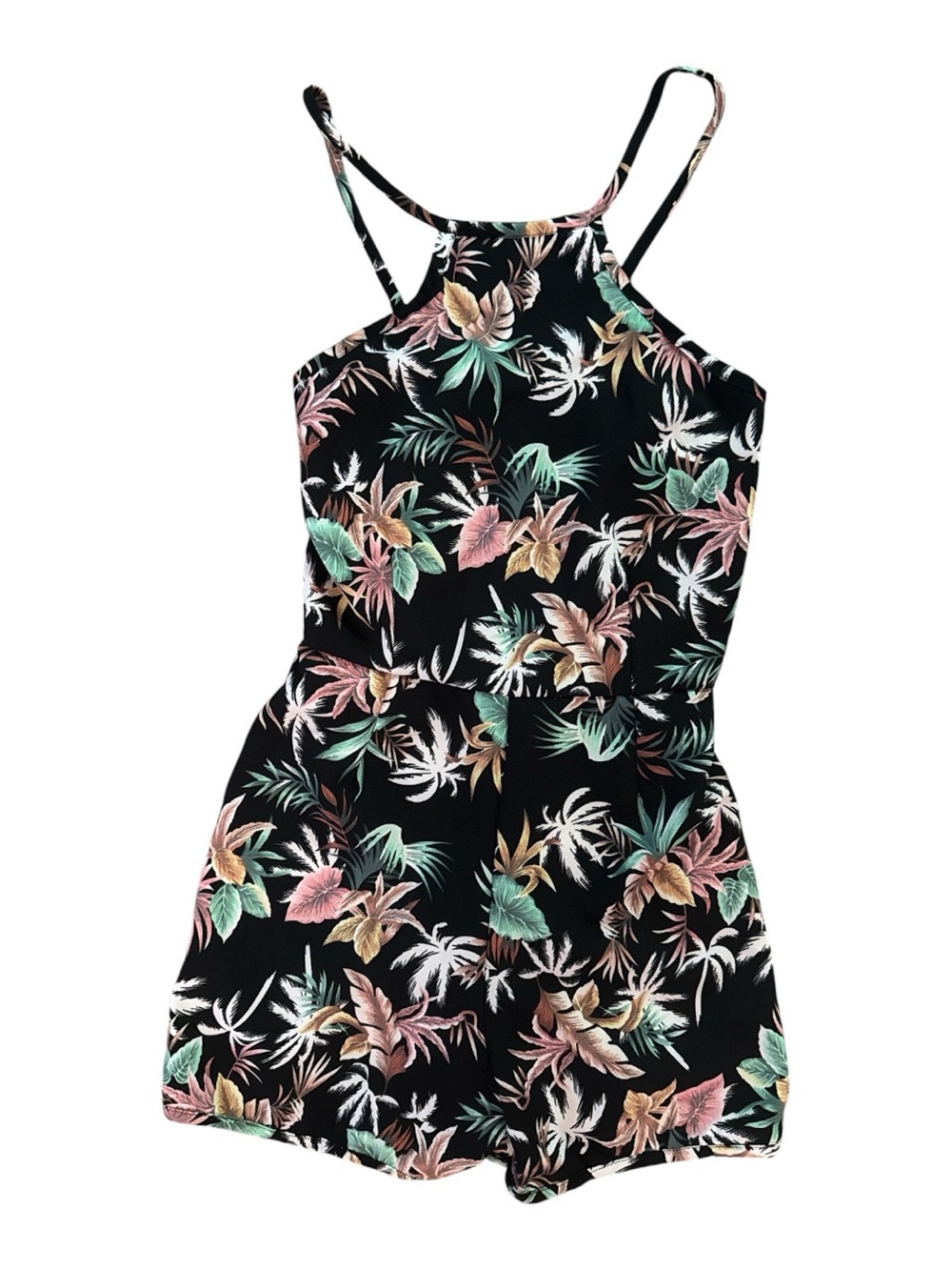 Women’s Small Black Tropical Print Romper - Unbranded Resort-wear Beach Outfit